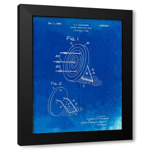 PP613-Faded Blueprint Archery Target and Stand Patent Poster Black Modern Wood Framed Art Print by Borders, Cole
