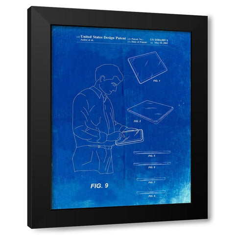 PP614-Faded Blueprint iPad Design 2005 Patent Poster Black Modern Wood Framed Art Print with Double Matting by Borders, Cole