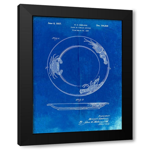 PP619-Faded Blueprint Sunshine Care Bear Patent Poster Black Modern Wood Framed Art Print by Borders, Cole