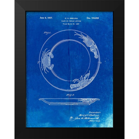 PP619-Faded Blueprint Sunshine Care Bear Patent Poster Black Modern Wood Framed Art Print by Borders, Cole