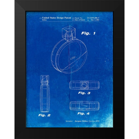 PP630-Faded Blueprint Perfume Jar Poster Black Modern Wood Framed Art Print by Borders, Cole