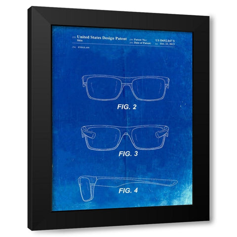 PP640-Faded Blueprint Two Face Prizm Oakley Sunglasses Patent Poster Black Modern Wood Framed Art Print by Borders, Cole