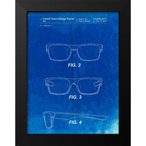 PP640-Faded Blueprint Two Face Prizm Oakley Sunglasses Patent Poster Black Modern Wood Framed Art Print by Borders, Cole