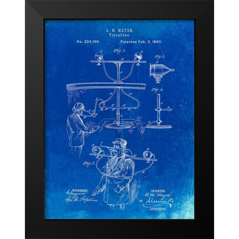 PP642-Faded Blueprint Bowling Pin 1967 Patent Poster Black Modern Wood Framed Art Print by Borders, Cole