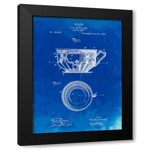 PP670-Faded Blueprint Gyrocompass Patent Poster Black Modern Wood Framed Art Print by Borders, Cole