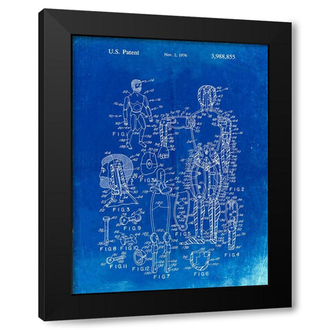 PP675-Faded Blueprint The Defenders Toy 1976 Patent Poster Black Modern Wood Framed Art Print with Double Matting by Borders, Cole