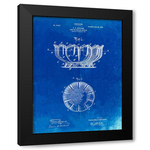 PP680-Faded Blueprint Haviland Decorative Bowl Patent Poster Black Modern Wood Framed Art Print with Double Matting by Borders, Cole