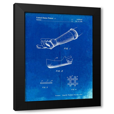 PP687-Faded Blueprint Orthopedic Hard Cast Patent Poster Black Modern Wood Framed Art Print with Double Matting by Borders, Cole