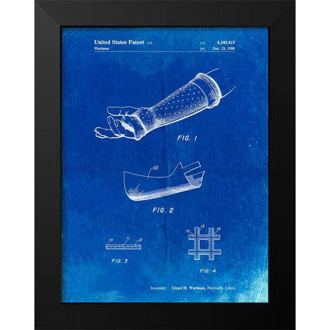 PP687-Faded Blueprint Orthopedic Hard Cast Patent Poster Black Modern Wood Framed Art Print by Borders, Cole