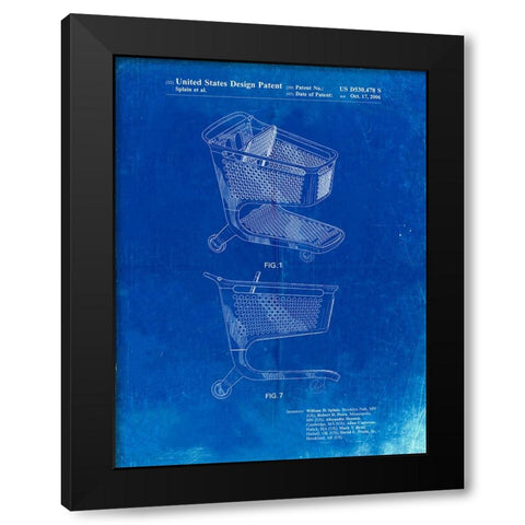 PP693-Faded Blueprint Target Shopping Cart Patent Poster Black Modern Wood Framed Art Print with Double Matting by Borders, Cole