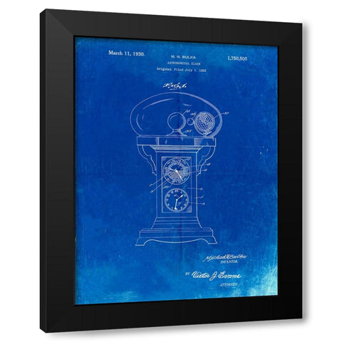 PP713-Faded Blueprint Astronomical Clock Patent Poster Black Modern Wood Framed Art Print by Borders, Cole