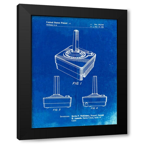 PP714-Faded Blueprint Atari Controller Patent Poster Black Modern Wood Framed Art Print by Borders, Cole