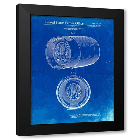 PP730-Faded Blueprint Beer Keg Patent Poster Black Modern Wood Framed Art Print with Double Matting by Borders, Cole