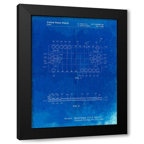 PP731-Faded Blueprint Beer Pong Patent Poster Black Modern Wood Framed Art Print by Borders, Cole