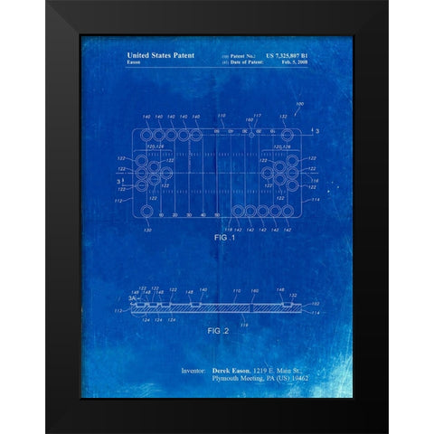 PP731-Faded Blueprint Beer Pong Patent Poster Black Modern Wood Framed Art Print by Borders, Cole