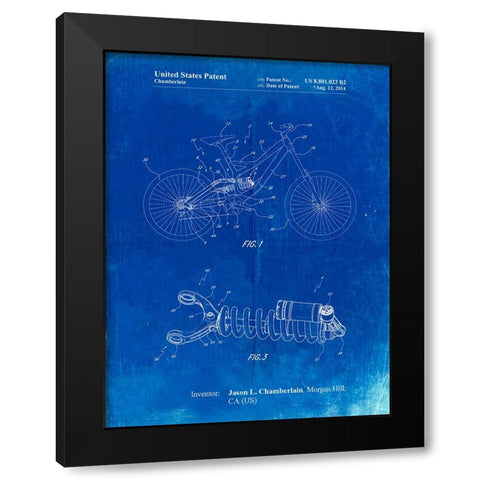 PP735-Faded Blueprint Bicycle Shock Art Black Modern Wood Framed Art Print by Borders, Cole