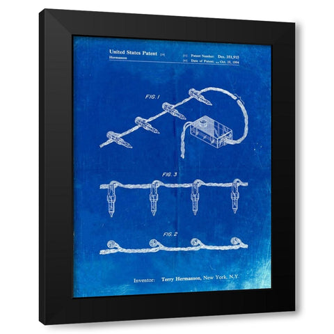 PP763-Faded Blueprint Christmas Lights Poster Black Modern Wood Framed Art Print with Double Matting by Borders, Cole