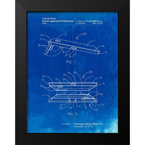 PP774-Faded Blueprint Corn Hole Board Patent Poster Black Modern Wood Framed Art Print by Borders, Cole