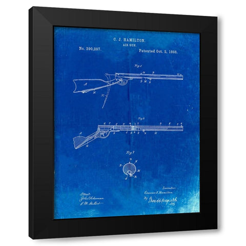 PP777-Faded Blueprint Daisy Air Rifle Patent Art Black Modern Wood Framed Art Print by Borders, Cole