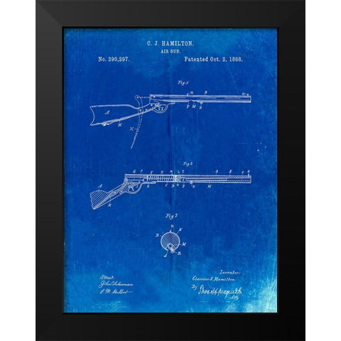 PP777-Faded Blueprint Daisy Air Rifle Patent Art Black Modern Wood Framed Art Print by Borders, Cole