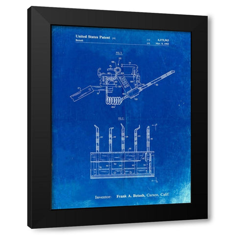PP779-Faded Blueprint Dental Tools Patent Poster Black Modern Wood Framed Art Print by Borders, Cole
