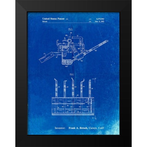 PP779-Faded Blueprint Dental Tools Patent Poster Black Modern Wood Framed Art Print by Borders, Cole