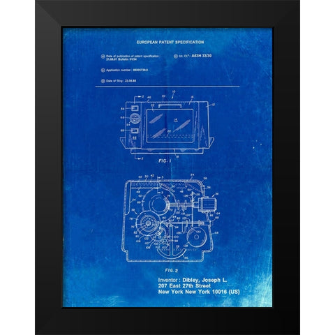 PP791-Faded Blueprint Easy Bake Oven Patent Poster Black Modern Wood Framed Art Print by Borders, Cole