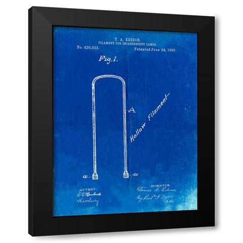 PP795-Faded Blueprint Edison Filament Art Black Modern Wood Framed Art Print with Double Matting by Borders, Cole