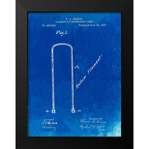 PP795-Faded Blueprint Edison Filament Art Black Modern Wood Framed Art Print by Borders, Cole