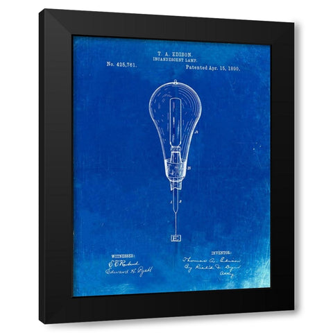 PP797-Faded Blueprint Outboard Motor Patent Art Black Modern Wood Framed Art Print with Double Matting by Borders, Cole
