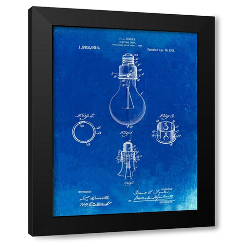PP800-Faded Blueprint Electric Lamp Patent Poster Black Modern Wood Framed Art Print by Borders, Cole