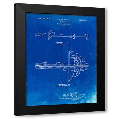 PP806-Faded Blueprint Fencing Sword Patent Poster Black Modern Wood Framed Art Print with Double Matting by Borders, Cole