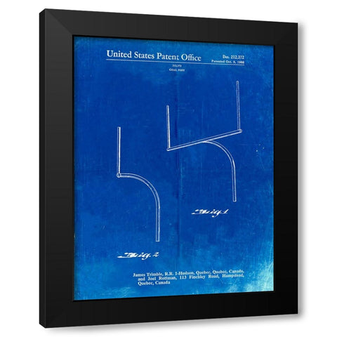PP825-Faded Blueprint Football Goal Post Patent Print Black Modern Wood Framed Art Print by Borders, Cole