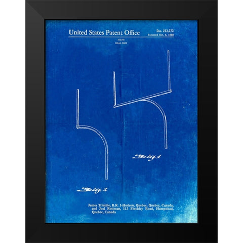 PP825-Faded Blueprint Football Goal Post Patent Print Black Modern Wood Framed Art Print by Borders, Cole