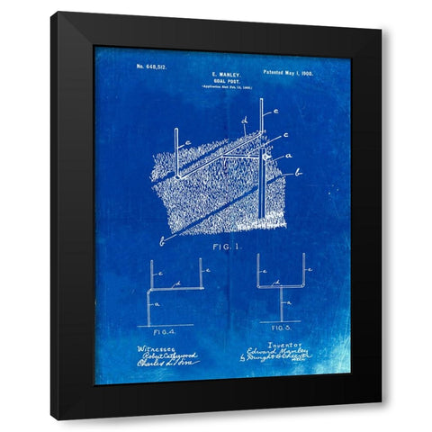 PP826-Faded Blueprint Football Goal Post Poster Black Modern Wood Framed Art Print with Double Matting by Borders, Cole