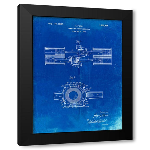 PP837-Faded Blueprint Ford Crank and Pitman Black Modern Wood Framed Art Print with Double Matting by Borders, Cole