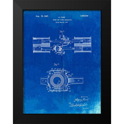 PP837-Faded Blueprint Ford Crank and Pitman Black Modern Wood Framed Art Print by Borders, Cole