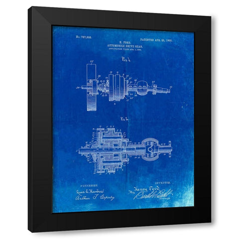 PP840-Faded Blueprint Ford Drive Gear Patent Art Black Modern Wood Framed Art Print with Double Matting by Borders, Cole