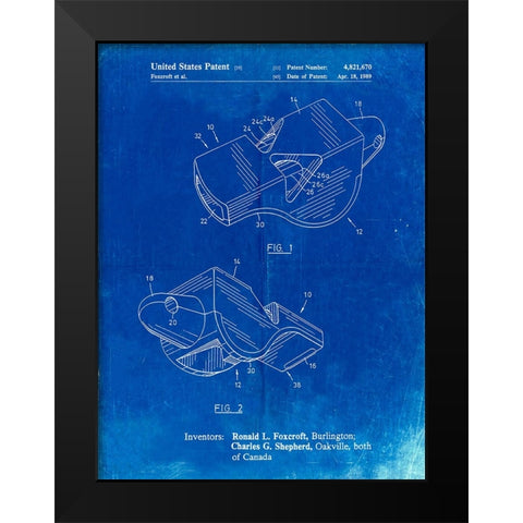 PP851-Faded Blueprint Fox 40 Coachs Whistle Patent Poster Black Modern Wood Framed Art Print by Borders, Cole