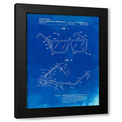 PP861-Faded Blueprint Google Glass Patent Poster Black Modern Wood Framed Art Print with Double Matting by Borders, Cole