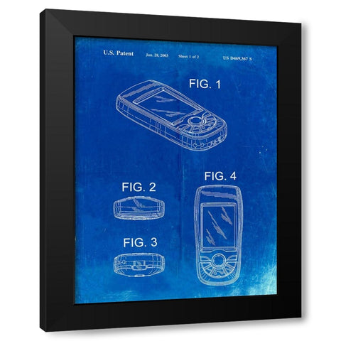 PP862-Faded Blueprint GPS Device Patent Wall Art Poster PP862 Black Modern Wood Framed Art Print with Double Matting by Borders, Cole