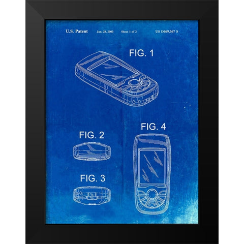 PP862-Faded Blueprint GPS Device Patent Wall Art Poster PP862 Black Modern Wood Framed Art Print by Borders, Cole