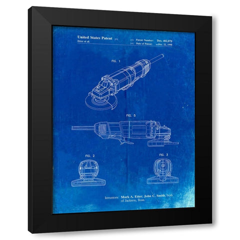 PP863-Faded Blueprint Grinder Poster, Grinder Patent Black Modern Wood Framed Art Print by Borders, Cole