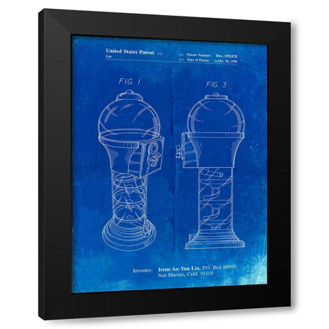 PP864-Faded Blueprint Gumball Machine Poster Black Modern Wood Framed Art Print with Double Matting by Borders, Cole