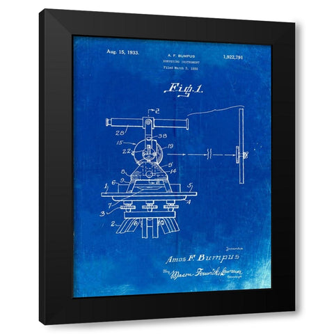 PP865-Faded Blueprint Gurly Transit Patent Poster Black Modern Wood Framed Art Print by Borders, Cole