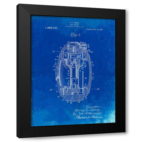 PP868-Faded Blueprint Hand Grenade World War 1 Patent Poster Black Modern Wood Framed Art Print with Double Matting by Borders, Cole
