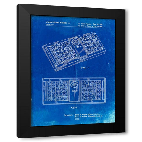 PP872-Faded Blueprint Hasbro Concept Game Patent Poster Black Modern Wood Framed Art Print with Double Matting by Borders, Cole