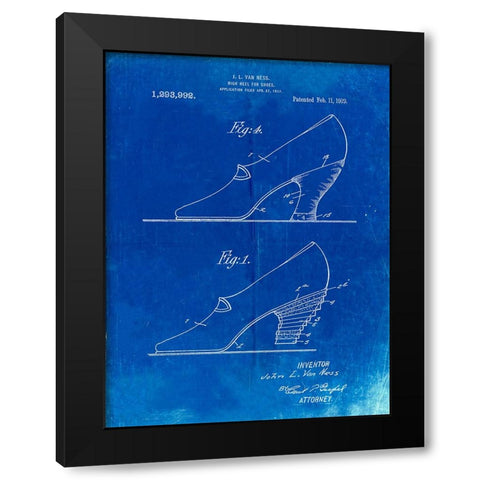 PP879-Faded Blueprint High Heel Shoes 1919 Patent Poster Black Modern Wood Framed Art Print by Borders, Cole