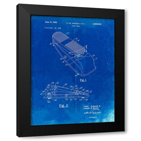 PP883-Faded Blueprint Horace N Rowe Wah Pedal Patent Poster Black Modern Wood Framed Art Print with Double Matting by Borders, Cole