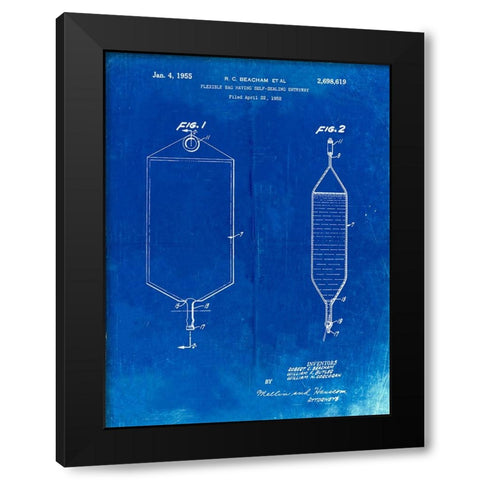 PP887-Faded Blueprint I.V. Bag Patent Poster Black Modern Wood Framed Art Print by Borders, Cole